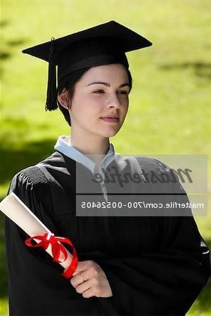 Graduating Student With Diploma – Stock Photo – Masterfile Inside Short Hairstyles With Graduation Cap (View 5 of 15)
