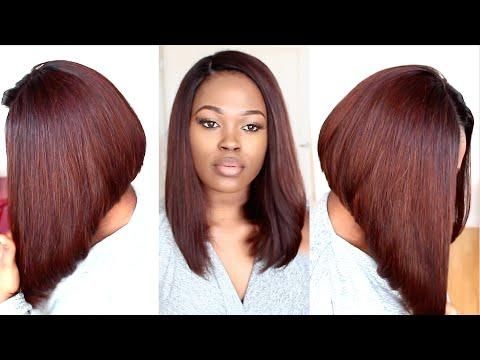Chestnut Brown Long Bob Hairstyle Tutorial – Youtube For Long Bob Hairstyles With Bangs Weave (View 9 of 15)
