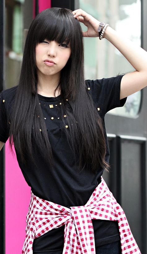 Korean Hairstyle For Girl – Long Straight Bangs – Latest Hair For Korean Long Hairstyles For Girls (View 15 of 15)