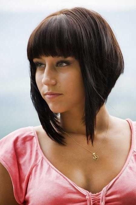 Short Hairstyles 2016 – 2017 In Trendy Inverted Bob Hairstyles With Blunt Bangs (View 3 of 15)