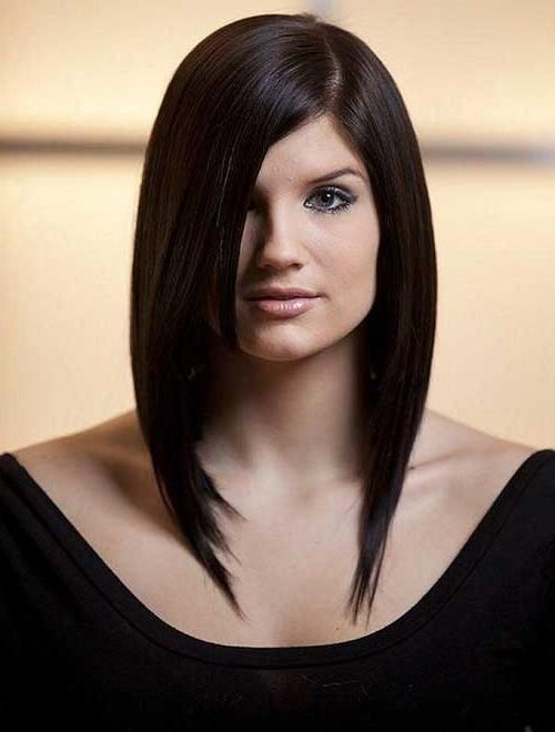 Bob Hairstyles 2017 Inside Fashionable Long Bob Hairstyles With Side Swept Bangs (Gallery 15 of 15)