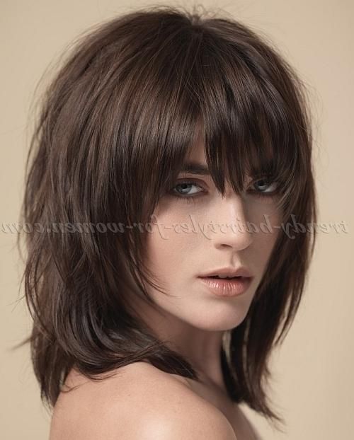 Most Current Trendy Long Hairstyles With Bangs Throughout Medium Length Hairstyles For Straight Hair – Layered Haircut With (View 12 of 15)