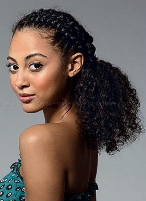 Most Up To Date Long Hairstyles For Naturally Curly Hair Regarding Natural Curly Hairstyles – Ponytail With Crown Braid For Natural (View 14 of 15)