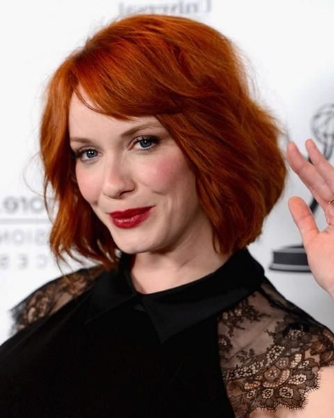 2014 Christina Hendricks' Short Hairstyles: Short Bouncy Bob For Throughout Short Hairstyles With Red Hair (View 13 of 20)