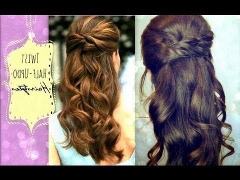 2017 Half Up Long Hairstyles With Regard To ☆cute Hairstyles Hair Tutorial With Twist Crossed Curly Half Up (View 16 of 20)