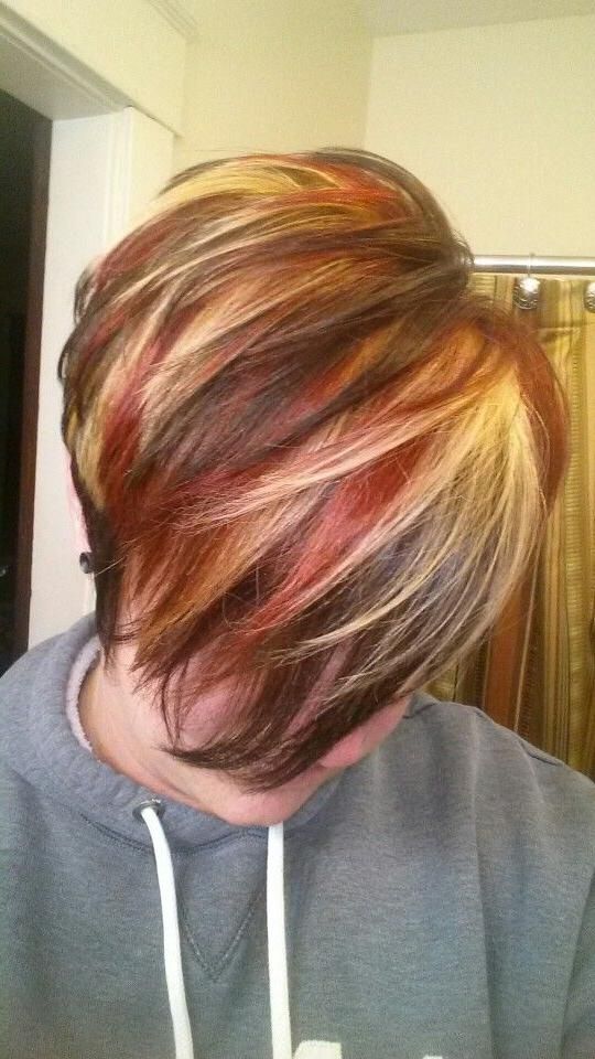 Best 25+ Red Blonde Highlights Ideas On Pinterest | Fall Hair Within Short Haircuts With Red And Blonde Highlights (View 1 of 20)