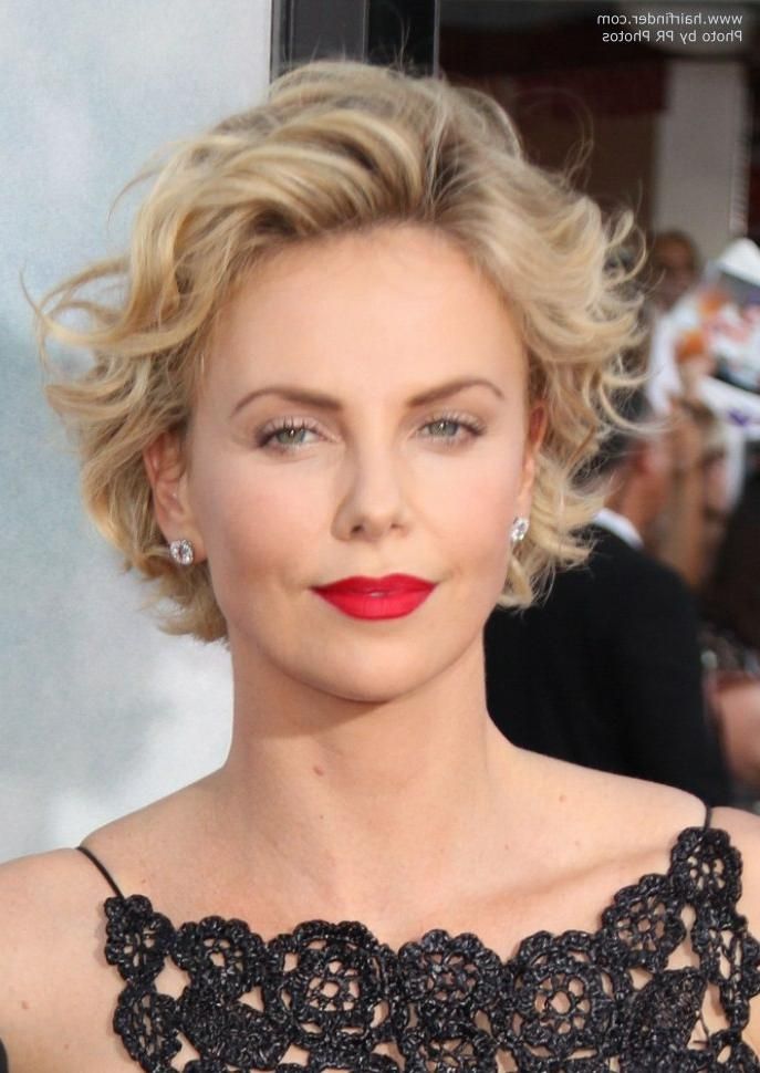 Charlize Theron | Short Curled Hairstyle With The Hair Away From Intended For Charlize Theron Short Haircuts (View 10 of 20)