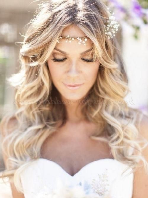 Current Wedding Long Down Hairstyles Intended For Long Wedding Hairstyles – Hair Down Bridal Hairstyle With Forehead (View 9 of 20)