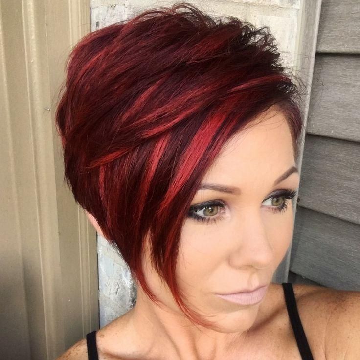 Hairstyles Ideas : Short Dark Hairstyles With Red Highlights Eye Within Short Hairstyles With Red Highlights (View 7 of 20)