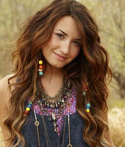 Latest Demi Lovato Long Hairstyles With Regard To Demi Lovato Long Hairstyle With Beaded Braids – Casual, Party (View 6 of 15)