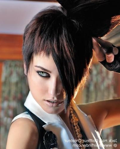 Modern Short Hairstyle With A Long Half Fringe In Half Long Half Short Hairstyles (View 6 of 20)