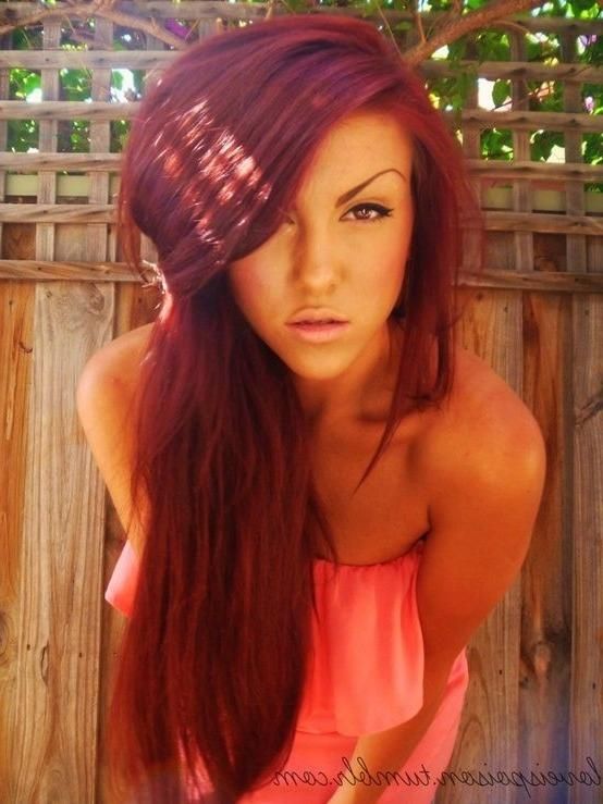 Most Recently Released Red Long Hairstyles Within Dark Red Long Hair I Love This But Could Never Go That Red | Hair (Gallery 20 of 20)