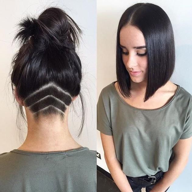 Most Recently Released Undercut Long Hairstyles For Women With Gorgeous Dark Blunt Long Bob Hair@hairbyrubymay #ucfeed (Gallery 9 of 20)