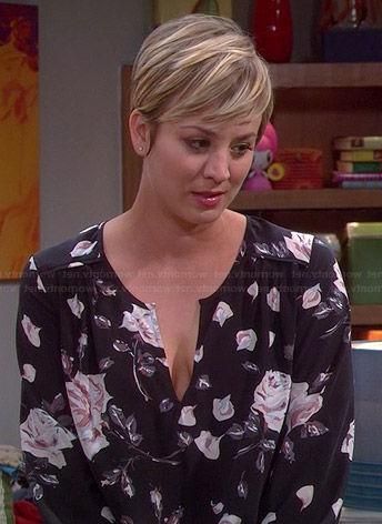 Penny's Black Rose Print Blouse On The Big Bang Theory (View 18 of 20)