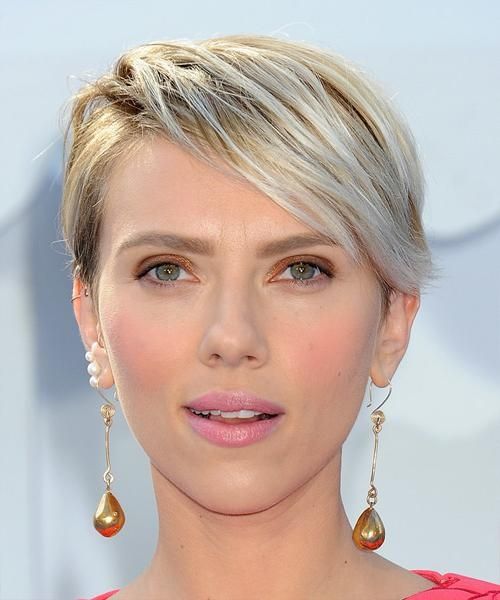Scarlett Johansson Short Straight Casual Hairstyle – Light Blonde Within Scarlett Johansson Short Haircuts (View 7 of 20)