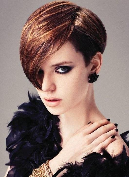 Short Hairstyle With Long Side Swept Bangs For Women Intended For Side Swept Short Hairstyles (View 7 of 20)