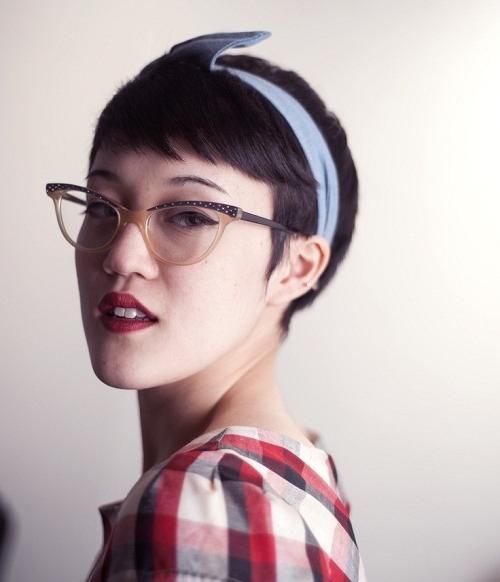 Short Hairstyles For Girls With Rock Vintage Glasses Picture – New Within Short Haircuts For Girls With Glasses (View 7 of 20)