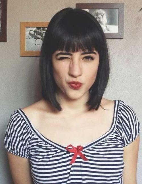 Short Straight Hairstyles With Bangs | Short Hairstyles 2016 With Regard To Short Hairstyles With Blunt Bangs (Gallery 9 of 20)
