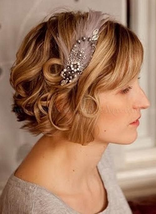 Short Wedding Hairstyles For Curly Hair – Short Wavy Wedding With Regard To Short Hairstyles With Headband (View 16 of 20)