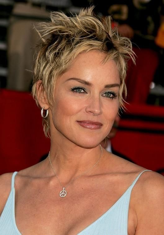 Well Known Razor Cut Pixie Haircuts Intended For Trendy Tousled Short Punky Pixie Cut For Women: Sharon Stone (View 18 of 18)