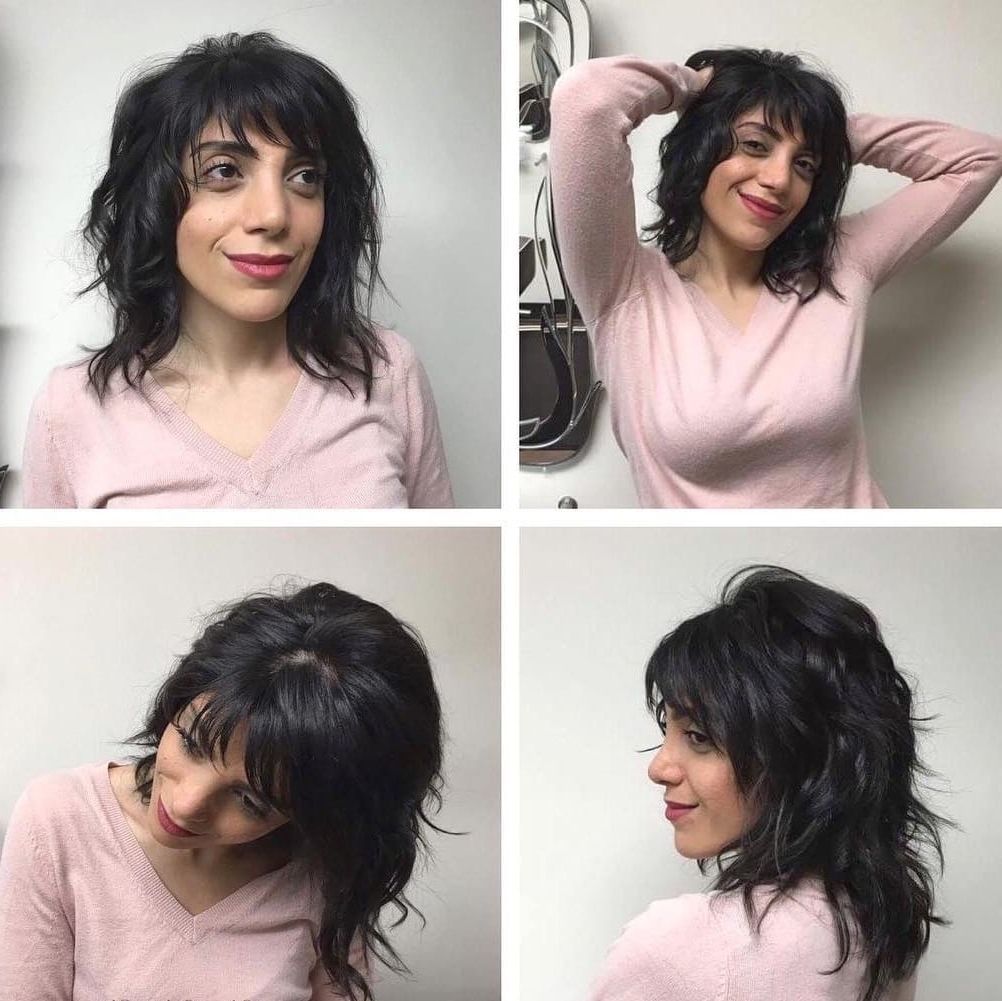 Women's Long Messy Wavy Shag Cut With Bangs On Black Hair Inside Popular Shaggy Tousled Hairstyles (View 11 of 15)