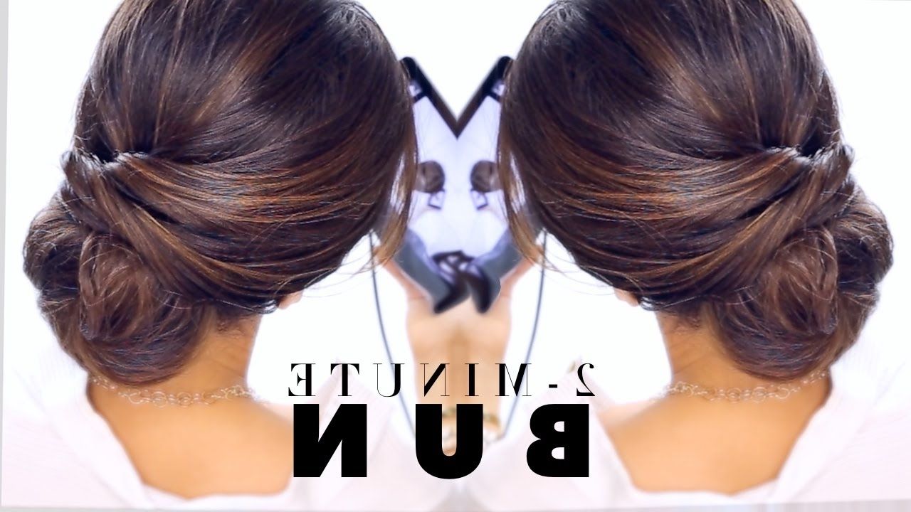 2 Minute Elegant Bun Hairstyle ☆ Easy Updo Hairstyles – Youtube For Easy Updo Hairstyles For Medium Hair (View 12 of 15)