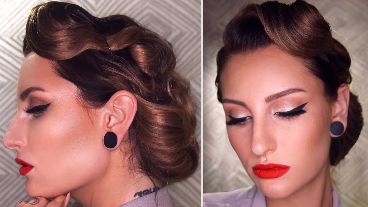 50's Inspired Vintage Updo Hairstyle Tutorial – Youtube Within 50s Hairstyles Updos (View 1 of 15)