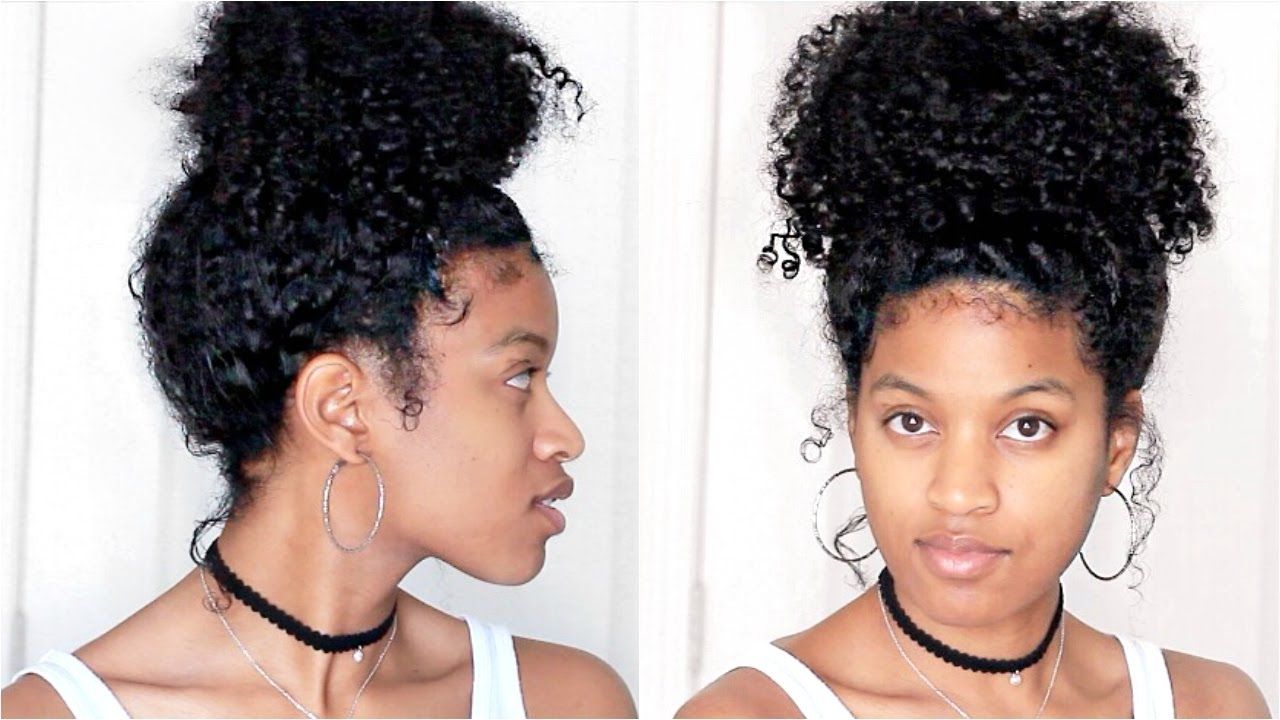 Big Messy Curly Bun Tutorial On Natural Hair – Youtube With Regard To Curly Updos For Black Hair (View 13 of 15)