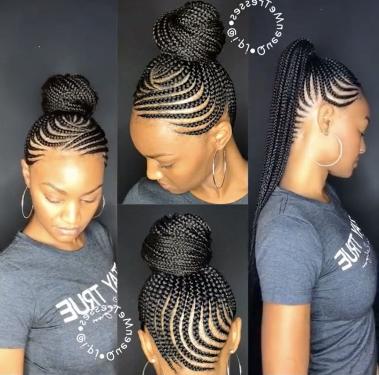 Braid Color Combo Inspiration For Summer | Hair Style, Protective With Cornrow Updo Ponytail Hairstyles (View 1 of 15)