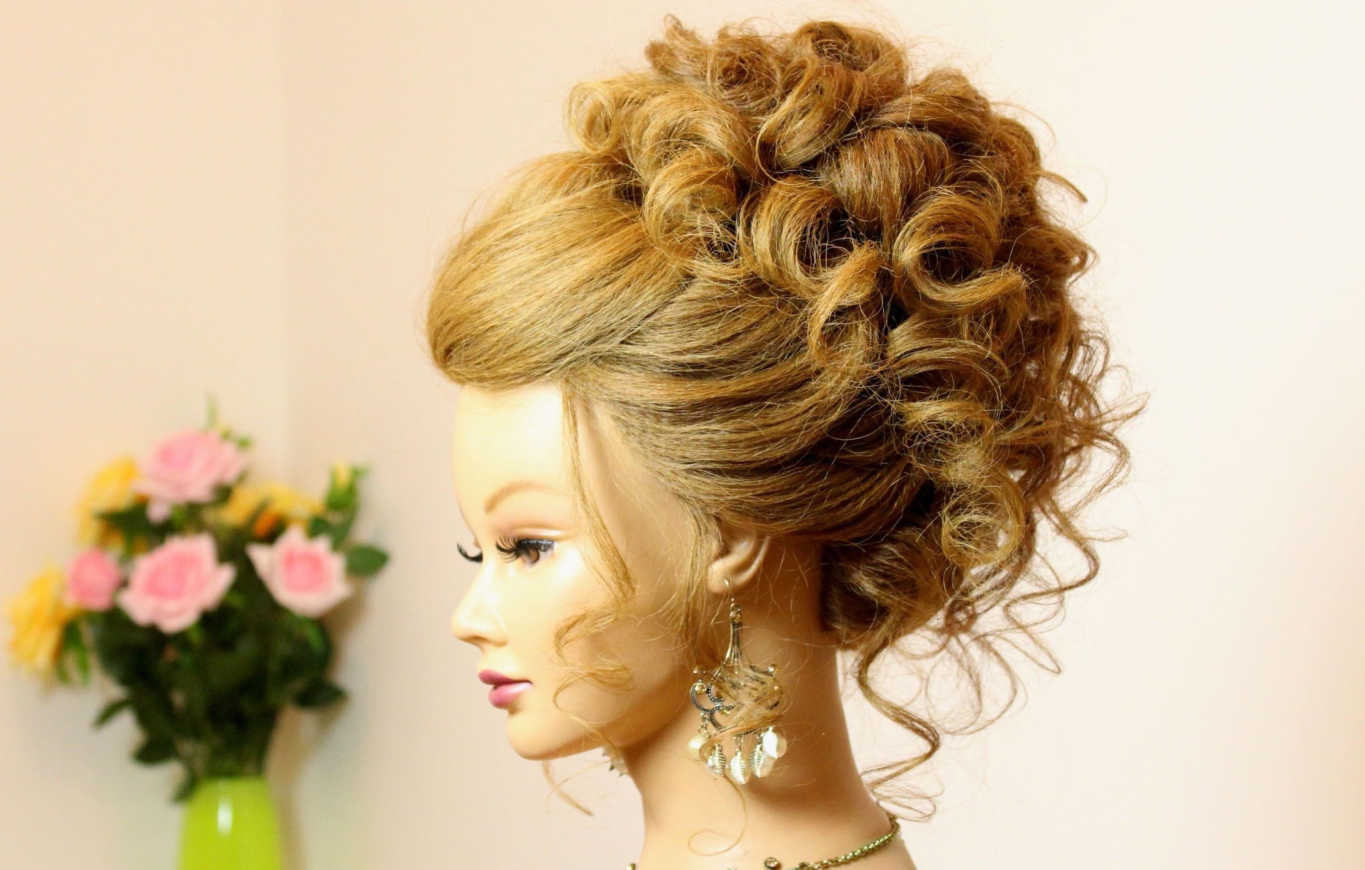 Curly Hairstyle For Long Medium Hair. Wedding Prom Updo (View 10 of 15)