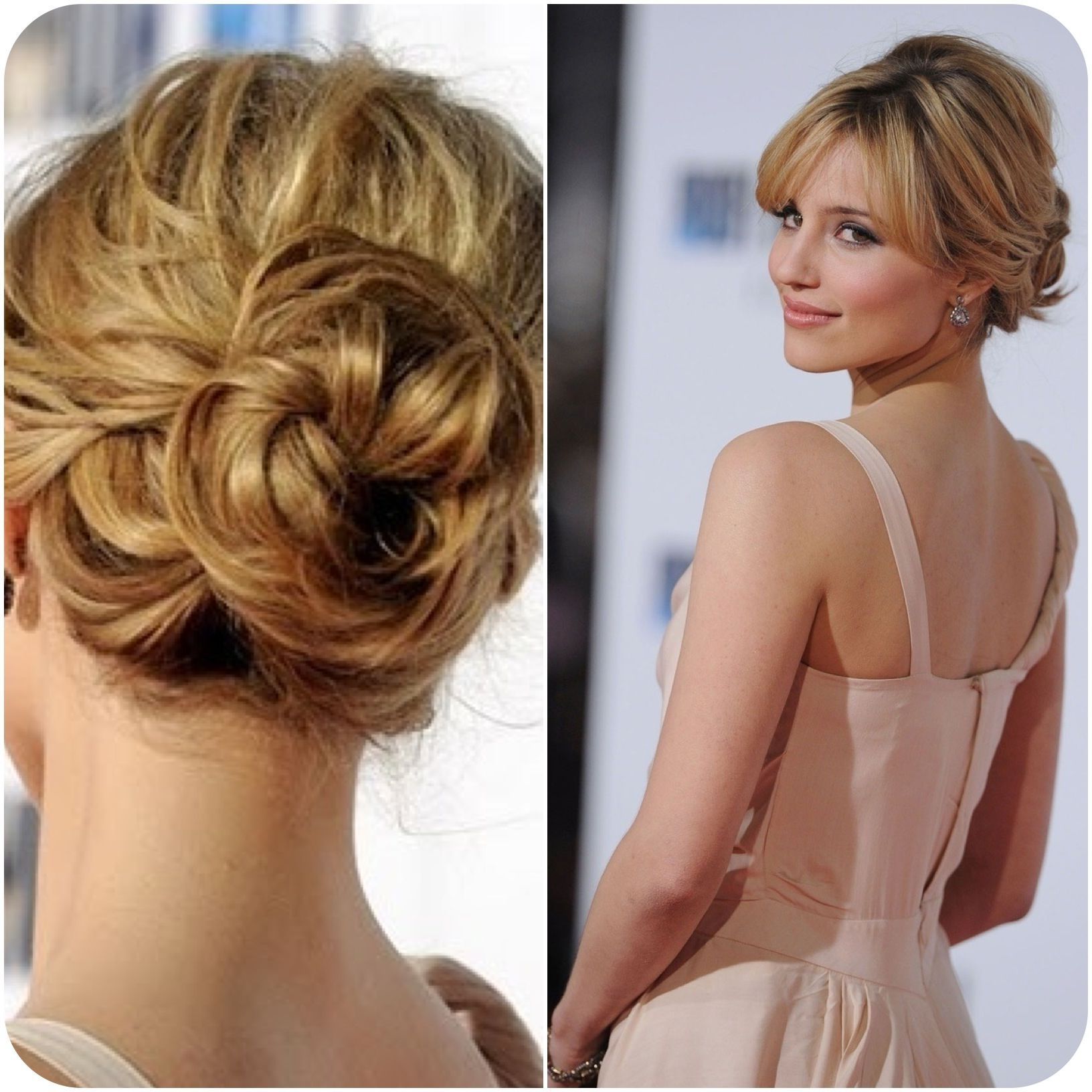 Dianna Agron Romantic Updo With Bangs | Hair | Pinterest | Dianna Pertaining To Hairstyles For Bridesmaids Updos (View 12 of 15)