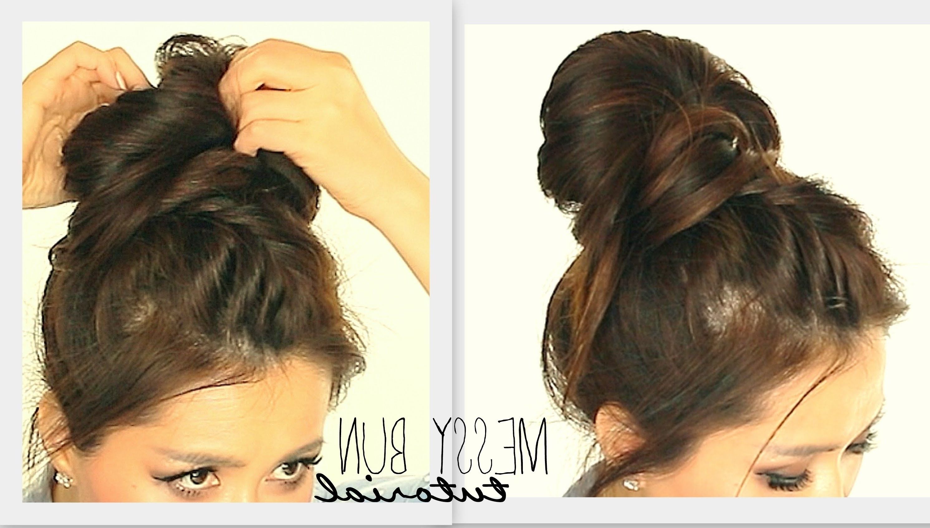 ☆ Big Messy Bun Braid Tutorial | Cute School Hairstyles For Medium Throughout Quick And Easy Updo Hairstyles For Long Straight Hair (View 14 of 15)