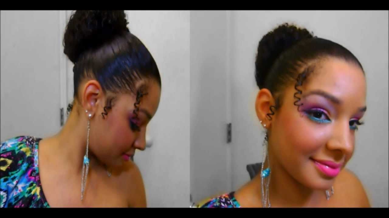 Easy Quick Cute Curly Hair Bun Hairstyle Tutorial : Natural With Updo Hairstyles For Super Curly Hair (View 15 of 15)