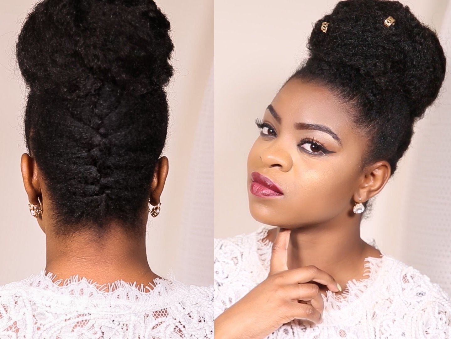 French Braided Updo Bun On 4b/c Natural Hair  Protective Styling Regarding Natural Updo Bun Hairstyles (View 1 of 15)