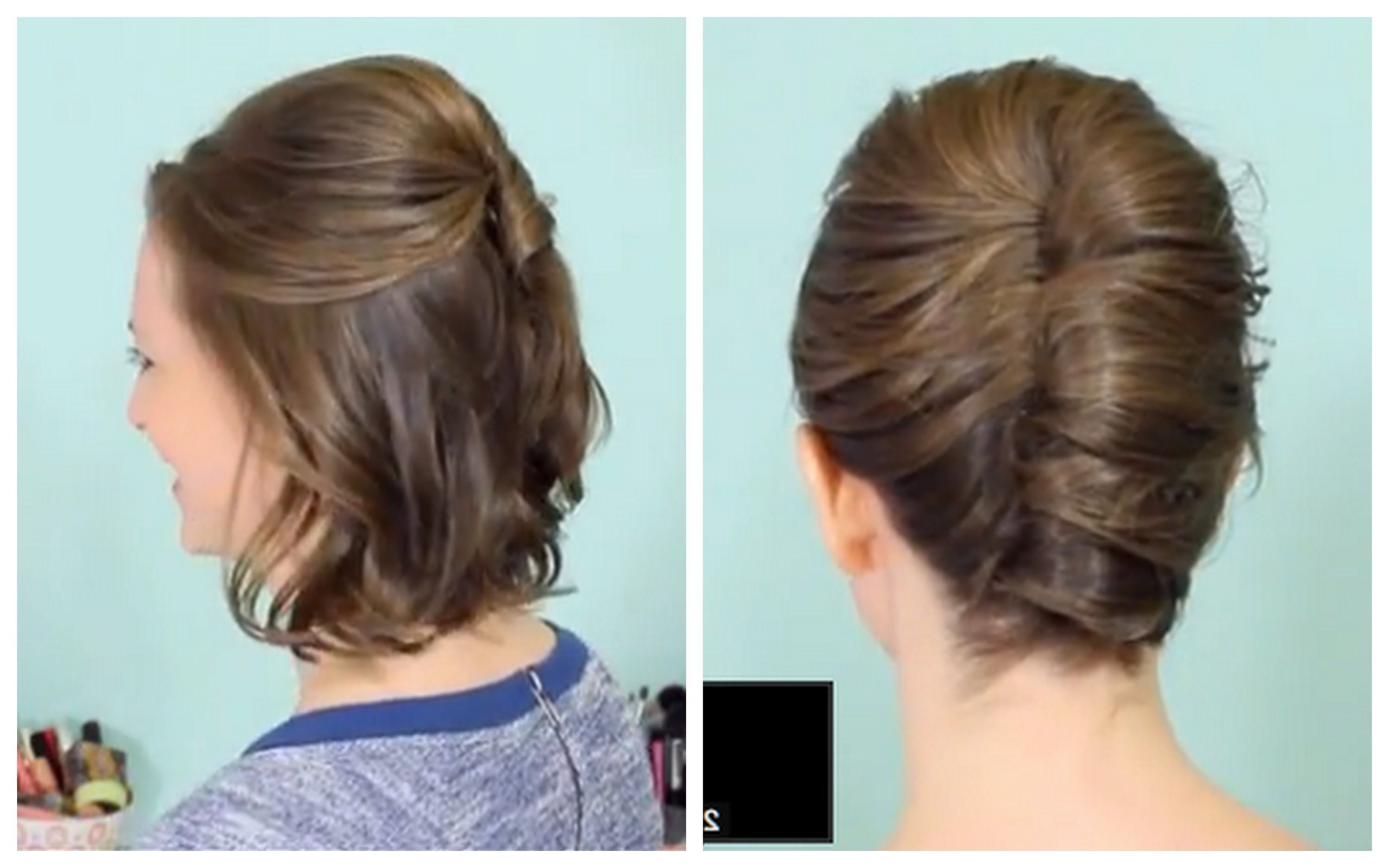 French Twist & Half Updo For Short Hair! – Youtube Within French Twist Updo Hairstyles For Short Hair (View 1 of 15)