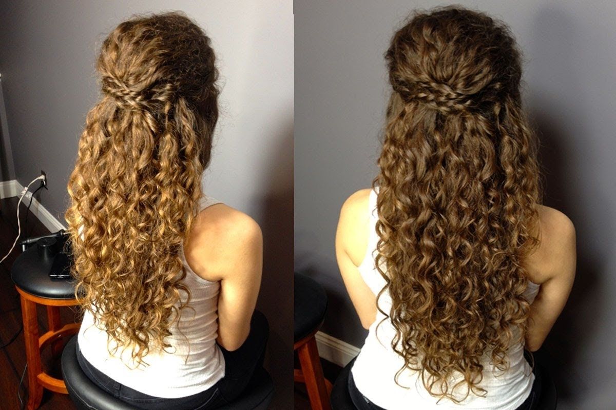 Half Up Half Down Updo For Naturally Curly Hair: Easy Braided Regarding Half Curly Updo Hairstyles (View 1 of 15)
