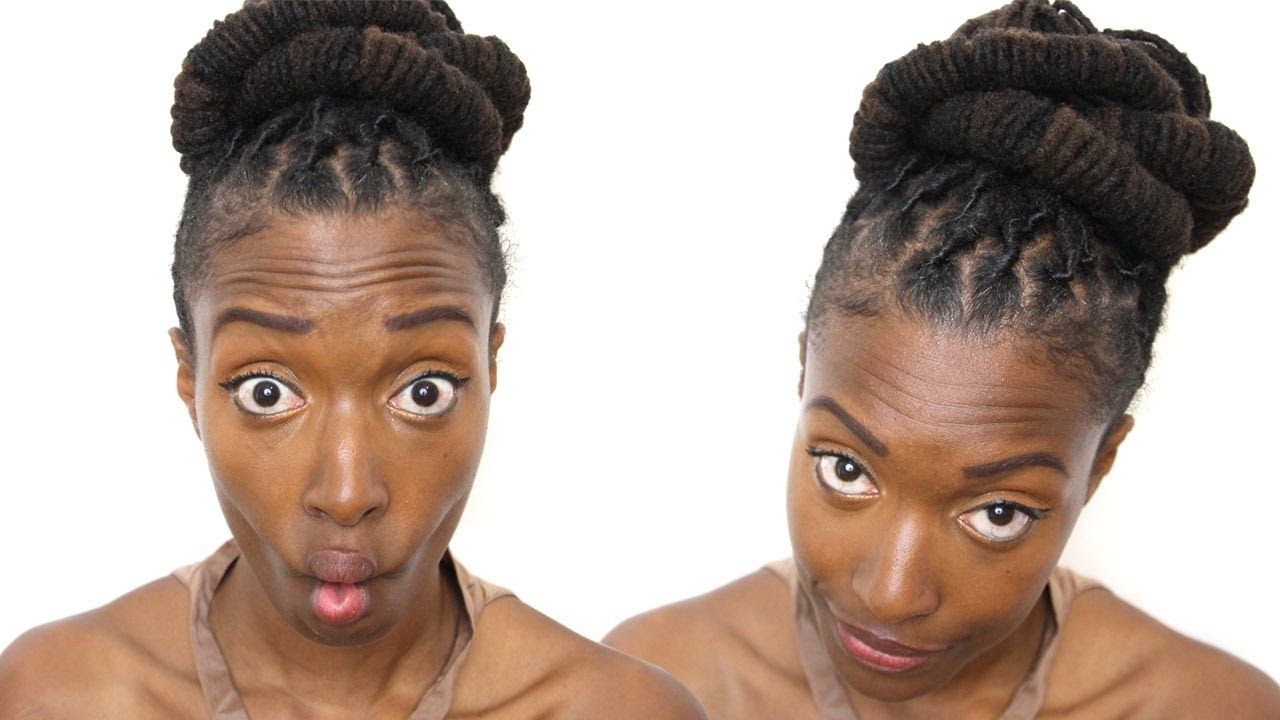Loc Hairstyle Tutorial: Barrel Bun Updo – Youtube In Lock Updo Hairstyles (View 3 of 15)
