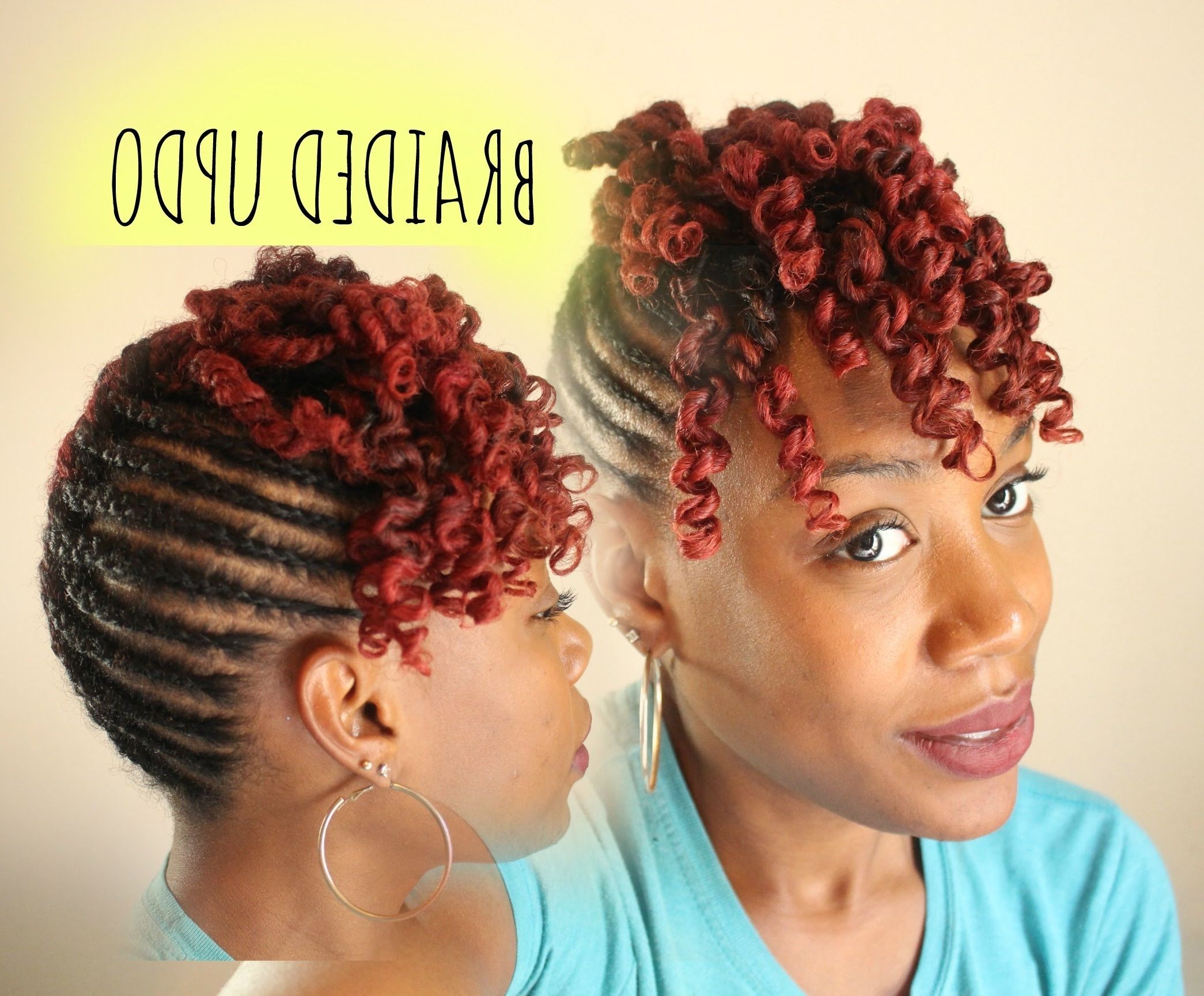 Natural Hair | Braided Updo With Curly Bang – Youtube Within African Hair Braiding Updo Hairstyles (View 11 of 15)