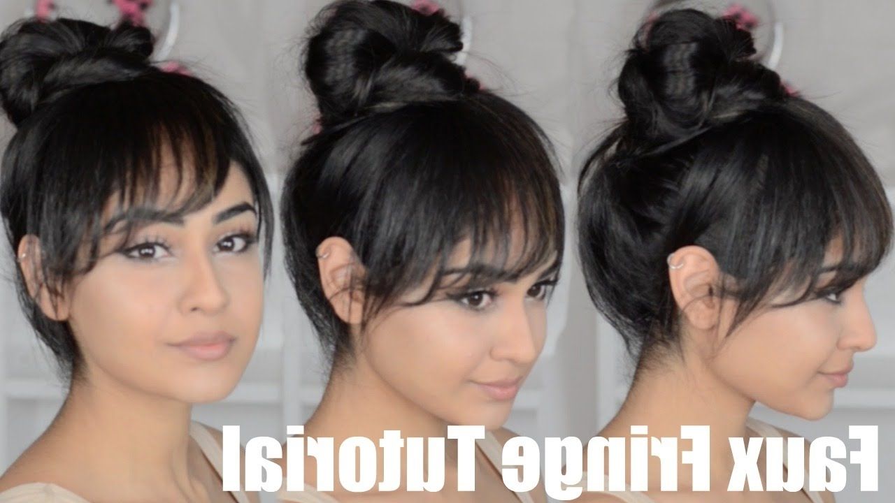 Tutorial | Kendall Jenner Inspired Faux Fringe Updo – Youtube Inside Updo Hairstyles With Fringe Bangs (View 8 of 15)