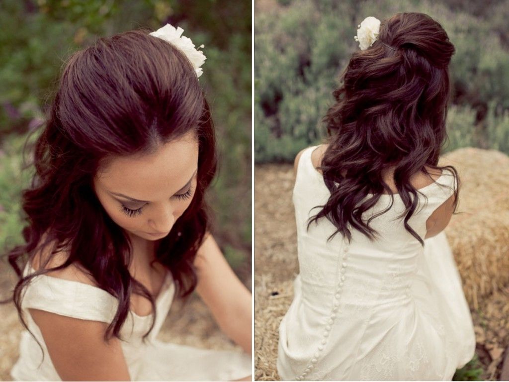 Wedding Hairstyles Ideas: Half Up Curly Wedding Hairstyles For Long Intended For Wedding Updos For Thick Hair (View 13 of 15)