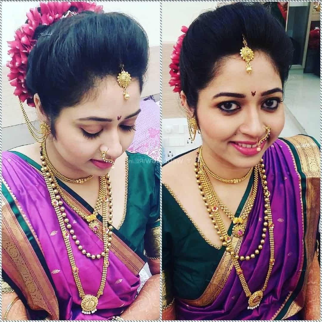 2017 Maharashtrian Wedding Hairstyles For Long Hair Throughout Maharashtrian Bridal Makeup From Tejaswini Makeup Artist (View 11 of 15)