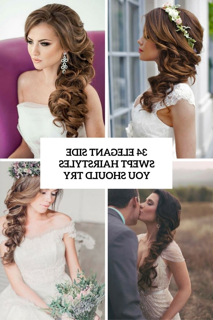 2018 Wedding Hairstyles For Long Hair With Side Swept Pertaining To 34 Elegant Side Swept Hairstyles You Should Try – Weddingomania (View 1 of 15)