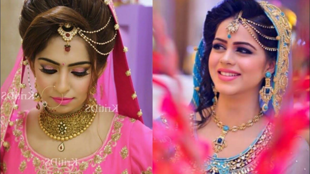 Beautiful Side Mangtikka Hairstyles For Indian Wedding Season Regarding Newest Wedding Hairstyles For Lehenga (View 2 of 15)