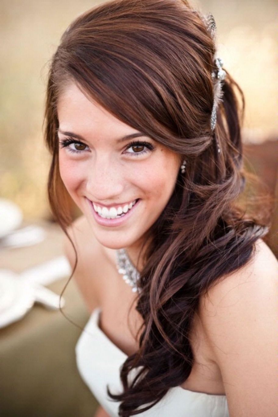 Best And Newest Wedding Hairstyles For Long Hair With Side Swept With Regard To Pretty Swept Wedding Hairstyles Hair Ideas For Long Brunette Side (View 11 of 15)