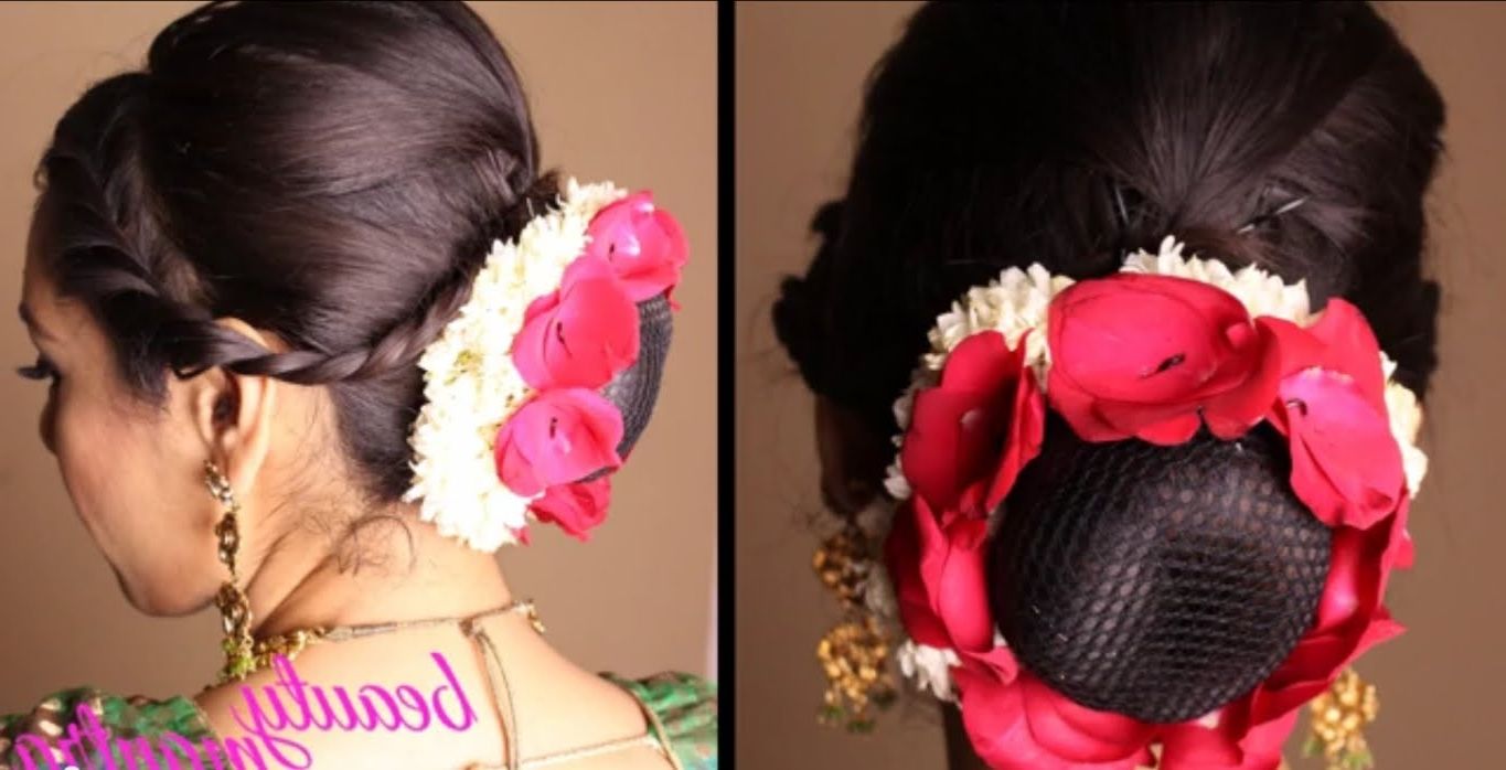 Hairstyle – Easy Bridal Updo With Gajra And Rose Petals – Youtube Inside Well Known Maharashtrian Wedding Hairstyles For Long Hair (View 15 of 15)