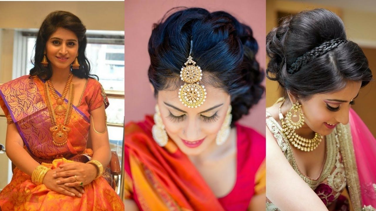 Hairstyle For Saree – Wedding Hairstyle – Youtube Within Famous Wedding Reception Hairstyles For Saree (View 1 of 15)
