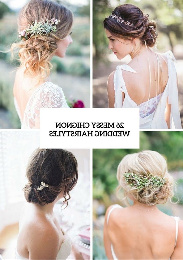 Latest Chignon Wedding Hairstyles For Long Hair Throughout 26 Chic Messy Chignon Wedding Hairstyles – Weddingomania (View 8 of 15)