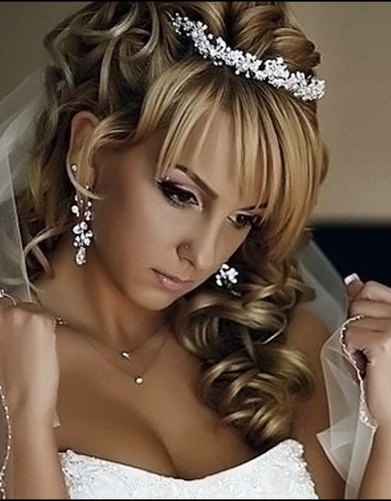 Most Popular Wedding Hairstyles For Long Hair With Veils And Tiaras Regarding Wonderfulong Curly Wedding Hair Hairstyles With Veil And Tiara (View 5 of 15)
