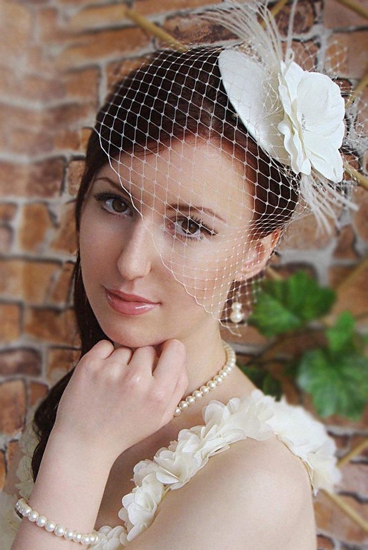 Most Up To Date Wedding Hairstyles For Long Hair With Fascinator Pertaining To Bridal Mini Hat Wedding Hairstyles Bridal Hair Wedding Birdcage Veil (View 11 of 15)