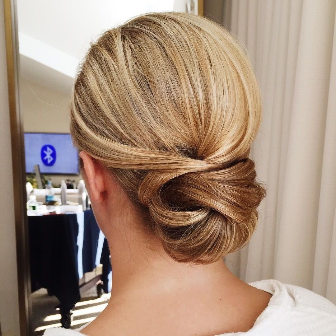 One Of My Bridesmaids From Today's Wedding ❤ A Simple Low Bun With Well Liked Low Bun Wedding Hairstyles (View 3 of 15)